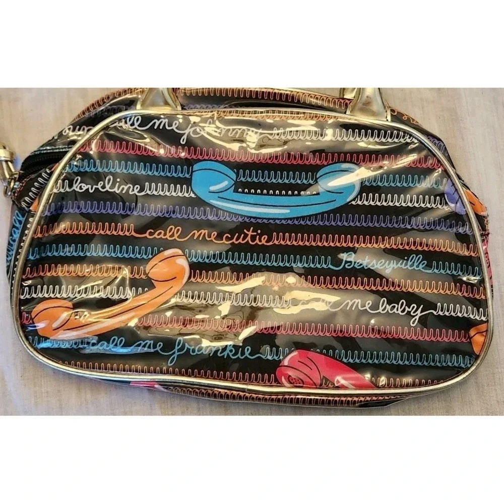 Betseyville Betsey Johnson Phone Print Plastic Makeup Bag Purse Y2K Handbag